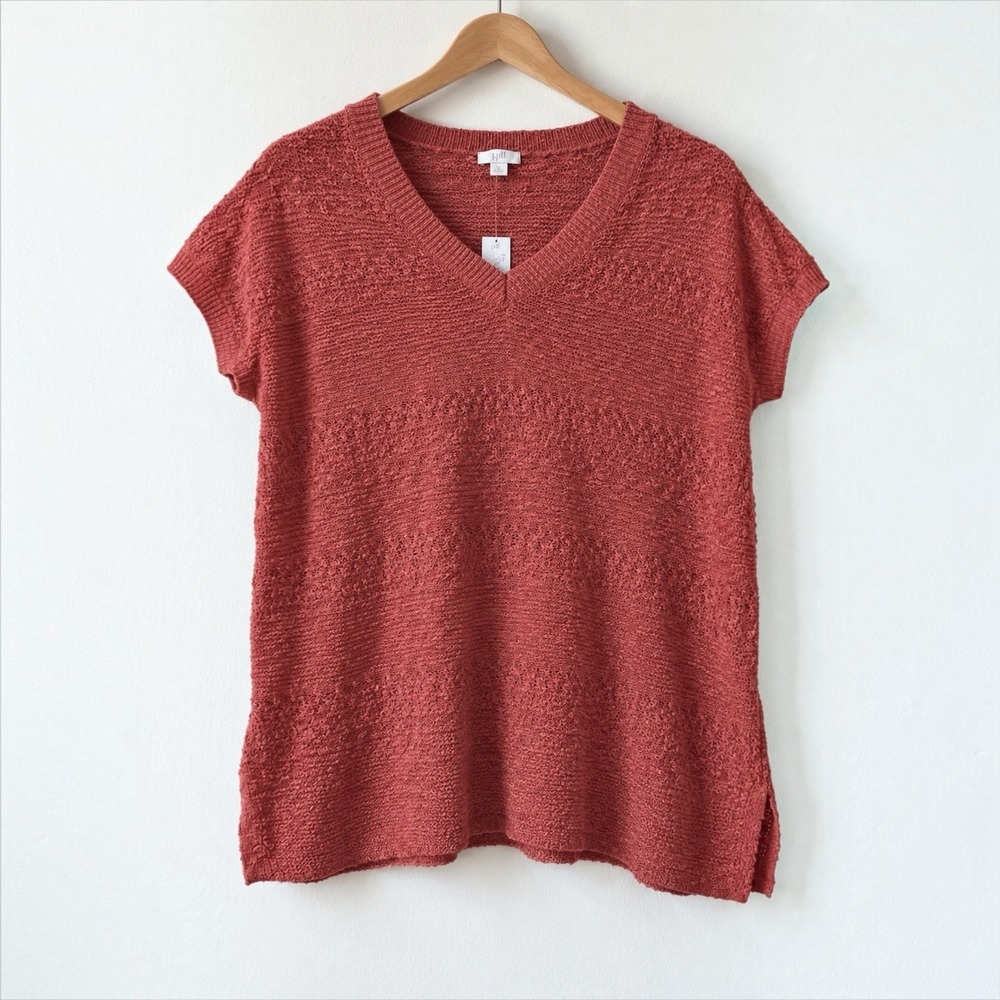 J. Jill Cap Sleeve V-Neck Knit Tunic Top